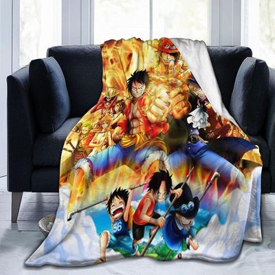 AA-Cartoon Anime One Piece Luffy Blanket Oversized Warm Adult Super Soft Blanket With Soft Anti-pilling Flanell For voksne og barn 3D-utskrift Godt...
