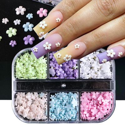 3d Blomma Nail Art Dekoration Akryl Nail Art Dekoration Guld Och Silver Pearl Nail Art Tillbehör Strass Vårblommor Lämplig För DIY Nail Art