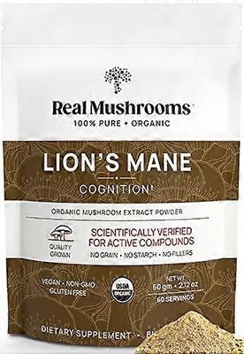 Real Mushrooms Leijonanharjajauhe 2.12 unssia, 60 g 60 annosta