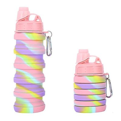 DANNTO Lasten vesipullot Sateenkaari 500ml Lasten vesipullo Tytöt Vesipullo Vuotamaton lasten juomapullo Vaaleanpunainen A