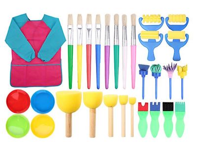 Handuo 30-delt Børn 's Olie maleri Tidlig Uddannelse Sponge Art Supplies Set Pink
