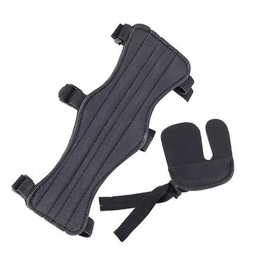 Barsinfi Bueskydning Arm Underarm Guard Finger Guard Indstillet Til At Skyde 2 Finger Guard + Arm Guard Sort