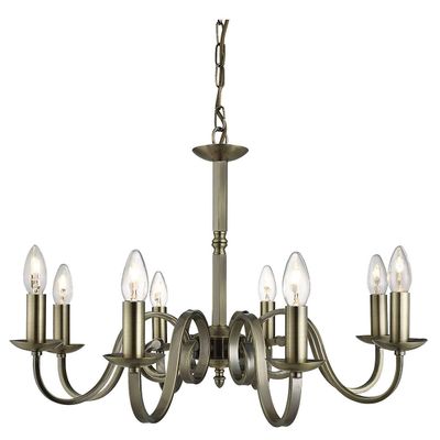 Searchlight Lighting Richmond 8 Lys lysekrone Antikke Messing Finish, E14