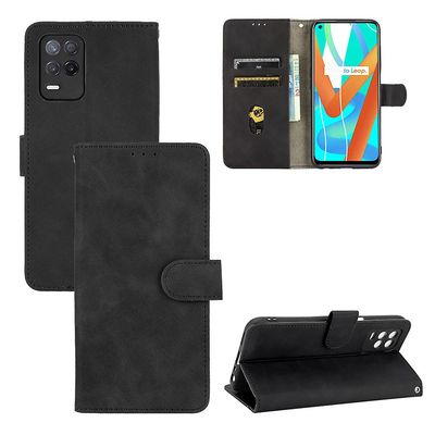 Etui til Realme V13 5g Cover Premium Læder Med Kortholder Flip Folio Magnetisk Etui Coque - Sort