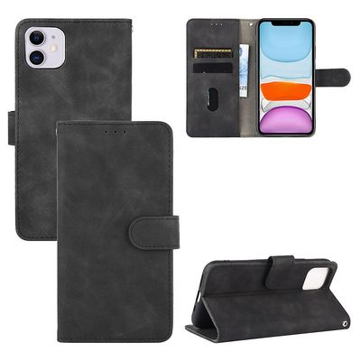 Etui til iphone 11 Cover Premium læder med kortholder Flip Folio magnetisk etui etui - sort