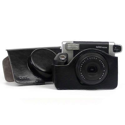 Fujifilm Instax Wide 300 -pikakamerakotelo, laadukas Pu-nahkainen kantolaukku, 5 väriä - vaaleanpunainen, ruskea ja musta Leveä 300 musta