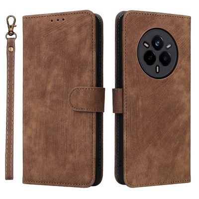 Realme 14 Pro 5G -kotelolle, lompakolle, RFID-esto, PU-nahkasuojus, katseluteline - ruskea Monivärinen Brown