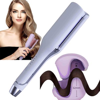 Kakanwo Wave Curling Iron Rommantic Franske egg Roll Curling Iron V-formet keramiske Big Waves Hair Crimper Lilla