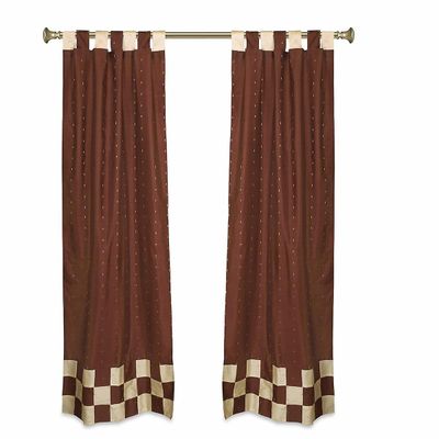 Indian Selections 2 Eklektisk Brown indiske Sari Gardiner Tab Top Curtain gardiner 36 X 63 Inches (91 X 160 Cms)