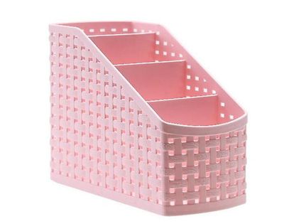 Multifunktionel Desktop Storage Box Desk Opbevaring Pen Blyant Makeup Cosmetics Rack Pink