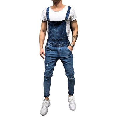 Xiaoxian Denim Bib Overalls Til mænd Slim Fit Jumpsuit Med Lommer Blå L