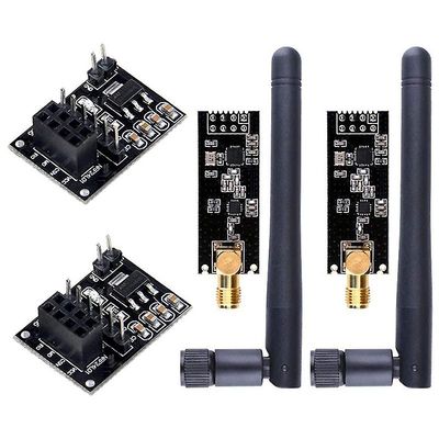 2kpl Nrf24L01+pa+LNA Rf lähetin-vastaanotinmoduuli antennilla 2,4 ghz 1100m + langaton nrf24l01 moduuli fo musta