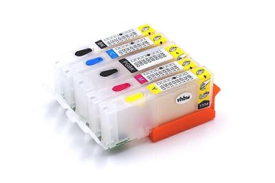 vhbw 5 kpl täyttömustekasetteja, tyhjiä, monivärisiä, yhteensopiva Canon Pixma IX6800-, IP7200-, IP7250- ja IP8750-tulostimien kanssa, CISS - sirul...