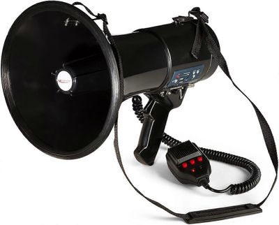 AUNA 80 W megafoni MEGA080USB - Puhetilat sireeni tai pilli Mp3-soitin ja USB-portti Hihnan kantama jopa 700 m Monipuolinen muovirunko ja musta Sho A