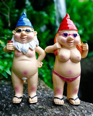 Zhmgv 2pcs Funny Naked Garden Gnome, Naughty Garden Gnomes Ornamenter Utendørs uhøflig Garden Statue Peeing Dwarf Innendørs eller utendørs Plen Dek...