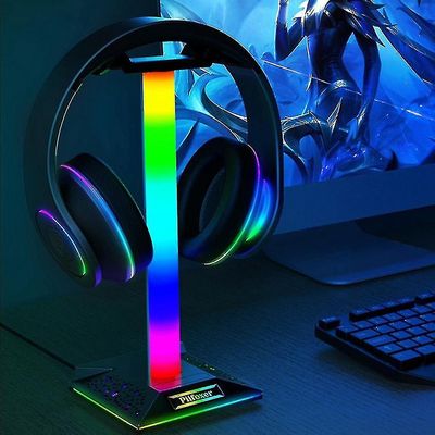 Rgb Gaming Hörlurar Stativ Dubbel USB-port Touch Control Strip Ljus Skrivbord Gaming Headset Hållare Hange