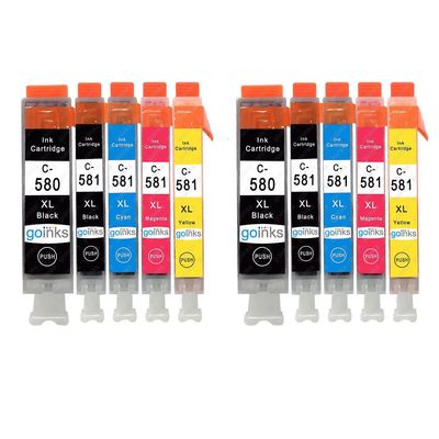 Go Inks 2 5 mustekasettia Canon SGI-580:n ja CLI-581:n yhteensopivan/muun kuin OEM-laitevalmistajan tilalle Go Inksistä (10 mustetta) Musta/Syaani/...
