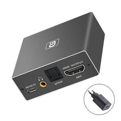 HDMI Arc -äänenpoistosovitin, HDMI-yhteensopiva koaksiaaliseen + Toslinkiin (optinen) EU Plug