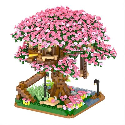 Mylight 2008 stykker Sakura Tree House Micro byggeklosser Kirsebærblomst Bonsai murstein