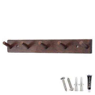 5-koukkuinen täysi pyökkipuinen seinäripustin avaimenperä takki koukku teline kodinsisustus (ST) - retro väri Monivärinen Retro Color