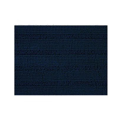 Eveltek Stripe Chenille Microfiber Bademåtte Tæppe, Blødt absorberende Skridsikkert Marineblå 43CM*61CM