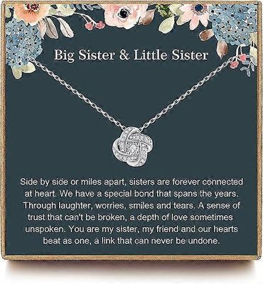 Heyone OFGOT7 Big Sister -lahjat, sterlinghopea rakkaussolmukaulakoru isosiskolle pikkusiskolle, siskon syntymäpäivälahjat, Big Sis Lil Sis -korut