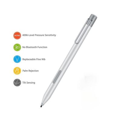 For Surface Stylus Pen Go Pro7/6/5/4/3 Elektronisk penn 4096 Trykknivåer med spissavtrekk + spiss -sølv