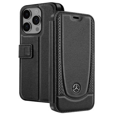 Mercedes iPhone 14 Pro Max aitoa nahkaa oleva korttikotelo, musta