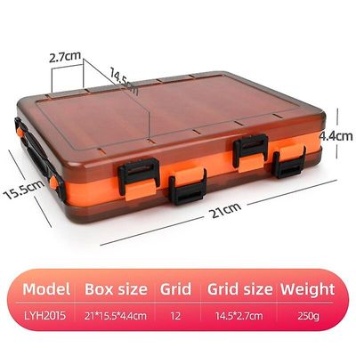 Unbrand Praktisk sidet Fishing Tackle Box Rum Bait Lure Hook Opbevaring Box Fiskeri Tilbehør Plastic Opbevaring Sag Orange