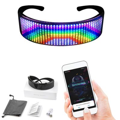 unbrand Tilpassbare LED Bluetooth-briller for voksen blinkende skjerm diy tekstanimasjon Flerfarget 1set