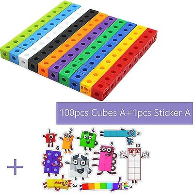 100pcs matematikk som kobler kuber nummerblokker sammenlåsende multilink telleblokker Angi en