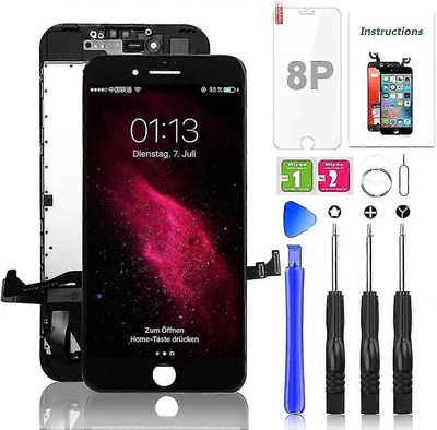 Näytön vaihto Iphone 8 Plus Musta Lcd-kosketusnäyttö Digitointi Korvaava kehysnäyttö Kokoonpanosarja korjaustyökalusarjalla