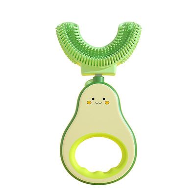 Avocado Manuel U Tandbørste Til Børn Q Moe Bløde Børster Fødevarekvalitet Silica Gel U Børstehoved Hav grøn