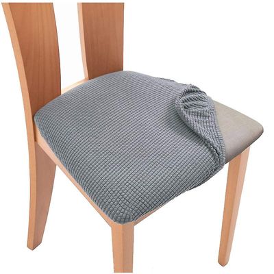 Jying 1-6pcs Stretch Jacquard chair seat covers, aftagelig stol sædepude Lys grå 1 Pc