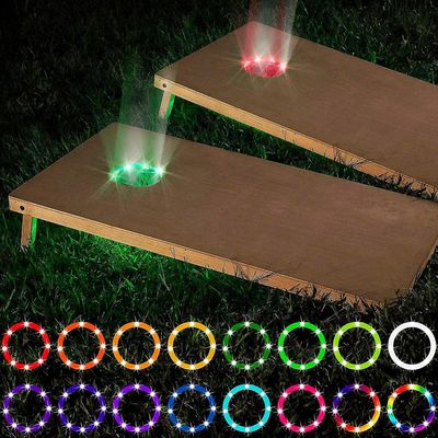 Cornhole Game Night Light Corn Hole Sækkestol Toss Board Led Lamp 16 Farveændring-2stk