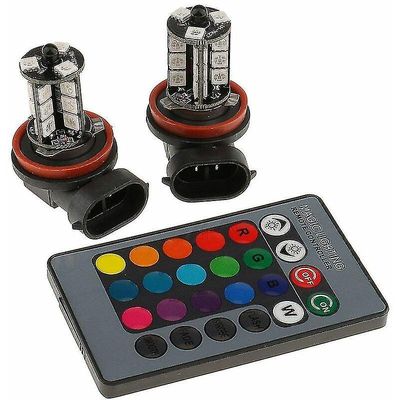 Pakke med 2 H8 / h11 RGB tåke lyspærer Flerfarget RGB Led tåkelys Driving pærer fjernkontroll H8 / h