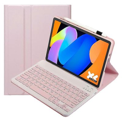 AM31-yhteensopiva Lenovo Idea Tab Tablet TB336ZU / TB336FU -nahkakotelon kanssa Bluetooth-yhteensopiva näppäimistö Vaaleanpunainen