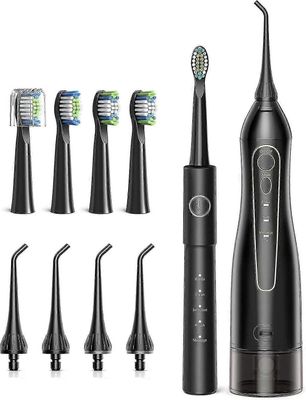 Vesilankaimen sähköhammasharjayhdistelmä, ladattava langaton ja vedenpitävä, 5 valinnaista tilaa ja 4 harjaspäätä valkaisevat hammasharjat, 3 tilaa ja