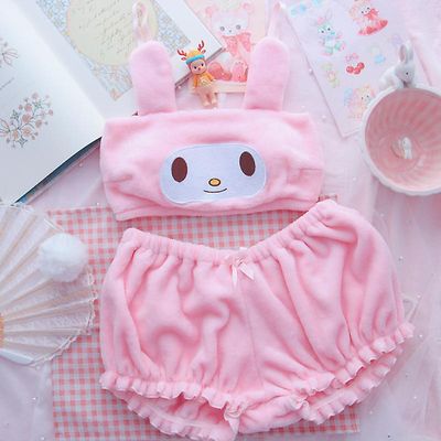 Fsu Sanrioed Kawaii Sarjakuva Syksy ja talvi Mymelody Kuromi Cinnamoroll Pyjamat Alusvaatteet Rintaliivit Little Devil Seksikkäät kotivaatteet S my...