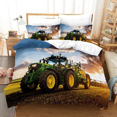 T14 3D-tulostettu traktori 2/3PCS vuodevaatteet pussilakana peitto peitto tyynyliina yksi / kahden hengen / kuningas AU single 140x210cm
