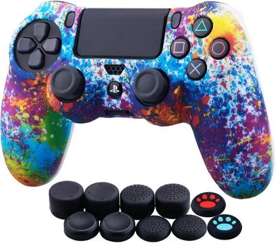 Augro Sony PS4/Slim/Pro Dualshock 4 -ohjain Vedensiirron naamiointi silikonikotelo peukalokahvalla