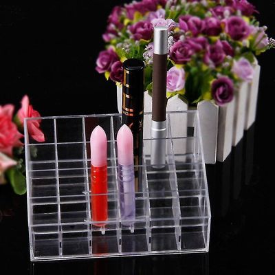 Gennemsigtig multifunktionel læbestift stand case makeup værktøjer arrangør