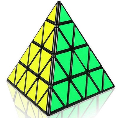 Neljä vaihetta Pyramid Magic Cube yksivärinen 4 tuumaa 4x4x4 sileään Opettavainen lelu Lahjaidea Palapeli koulutus Lelut lapsille Black