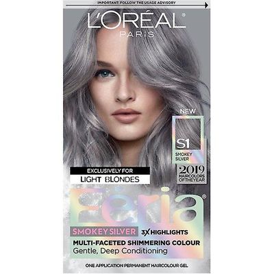 Loreal Paris L'oreal paris feria mangesidig glitrende permanent hårfarge, s1 røkt sølv, 1 sett