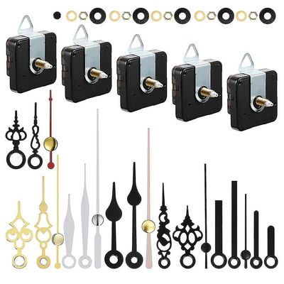 5 st klockrörelsemekanism delar tystnad kvarts diy väggklocka med 7 olika par klockhänder byte kit