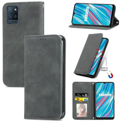 Gangxun Sag For Oppo Realme V11 5g Magnetisk Lukning Læder Tegnebog Cover Housse Etui Shockproof - Grå