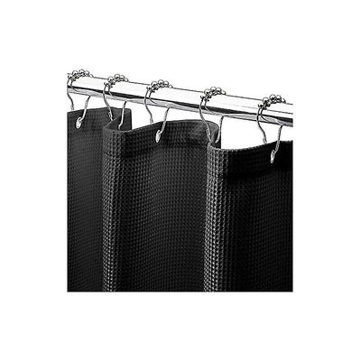 vaffel dusj gardin 180 x 210cm, kraftig stoff dusj gardiner med vaffel veve hotell kvalitet bad dusj gardiner (svart)