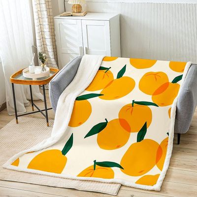 Kerota Oranssi fleecehuopa Kawaii Throw Blanket Baby Girl Orange Sherpa Blanket Microfiber Cute Pehmo Fuzzy Blanket Double 80x60in 200x150cm