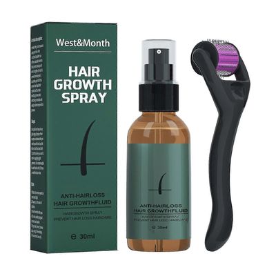 Westmonth Beard Growth Kit, 30ml Beard Growth Spray Anti-hiustenlähtö + Beard Roller Safe kivuton mikroneularulla