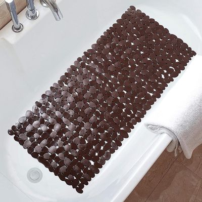 Peipeij 40cm * 88cm Pikkukylpymatto, liukumaton kylpymatto suihkualtaalle, jossa on tyhjennysreiät ja imukupit, konepestävä kylpyhuonematto (ruskea)